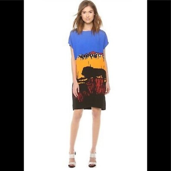 Diane von Furstenberg Harriet Runway Lion Landscape Print Shift Cocktail‎ Dress - Picture 5 of 16